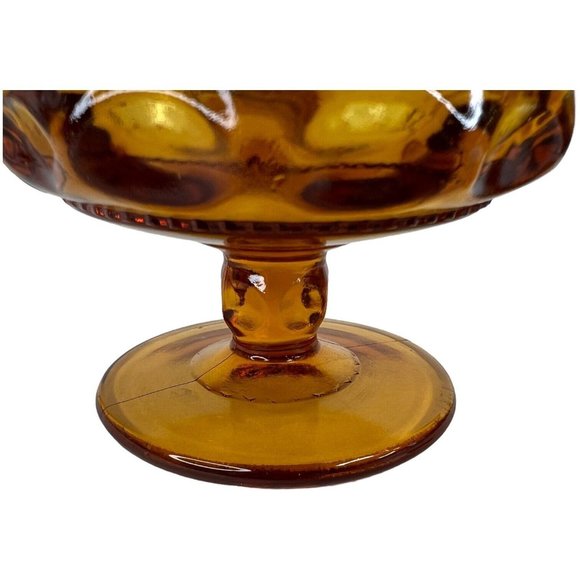 5 Indiana Carnival Glass Compote Kings Crown Thumbprint Sherbet Marigold Amber - Picture 4 of 10